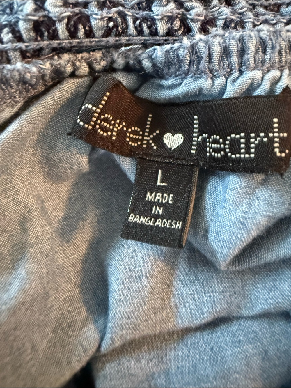 Derek Heart Blue Denim-Look Smocked Neck Mini Dress - Picture 11 of 12